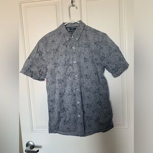 New American Rag Mens Grey Floral Button up Cotton Short Sleeve Shirt Si…
